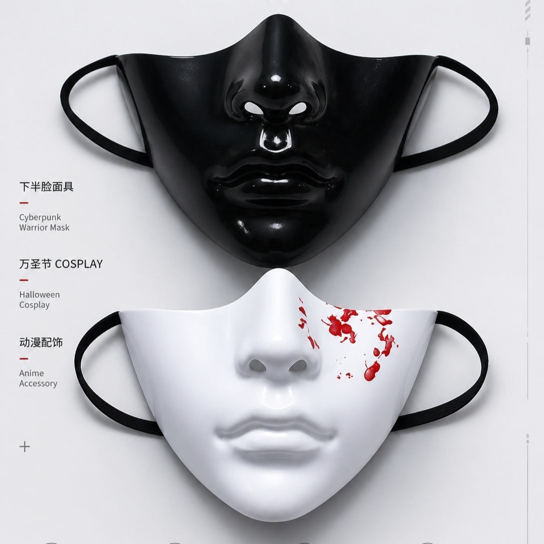 Respirator Half Face - หน้ากากครึ่งหน้าแนวไซเบอร์พังค์ที่เหมาะกับทุกโอกาส ดีไซน์ทันสมัย เป็นมิตรต่อสิ่งแวดล้อม เหมาะสำหรับคอสเพลย์ ป้องกันใบหน้า สำหรับงานปาร์ตี้ฮาโลวีนและการแสดงบนเวที